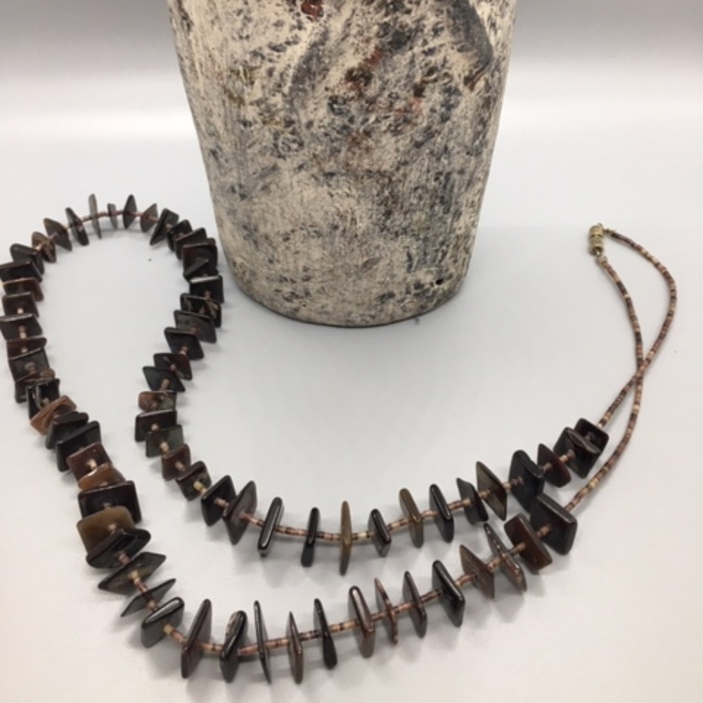 Pin Shell Square Disk Necklace - image 1